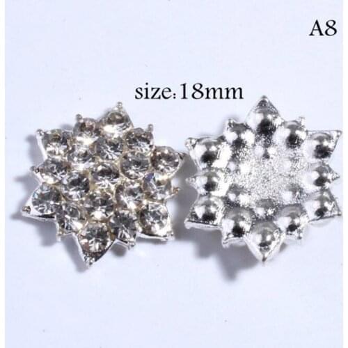 300 pcs/lot, 18 mm Clear Alloy Crystal Flatback Buttons for Kids Girls Hair Accessories/Ornaments Bling Metal Rhinestone Buttons