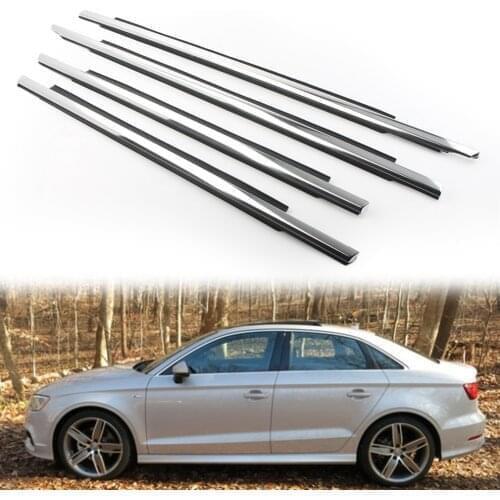 4Pcs/Set Car Weatherstrip Window Moulding Trim Auto Seal Belt Molding For Audi A3 2014 2015 2016 2007 2018 2019 2020 Chrome