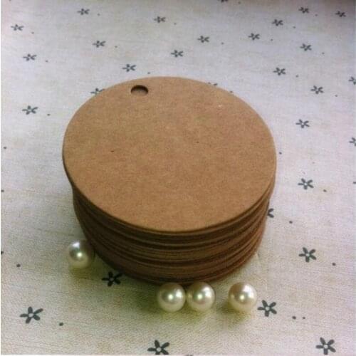 5.5* 5.5 Cm Kraft Paper Round Cardboard Label Clothing Garment Tags Blank Packaging Gift Paper Id Card 400 Pcs/lot