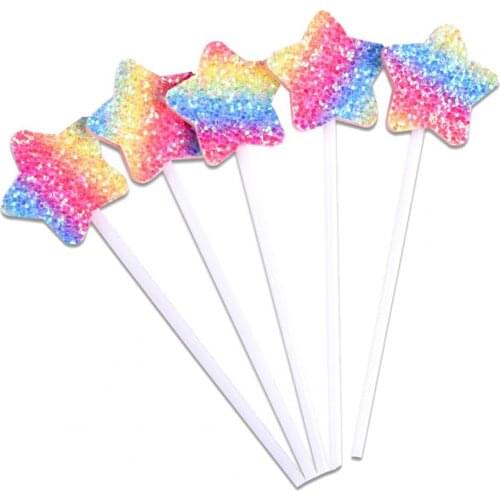 5Pcs Cake Picker Girlish Glitter Plastic Shiny Cake Topper Set for Party