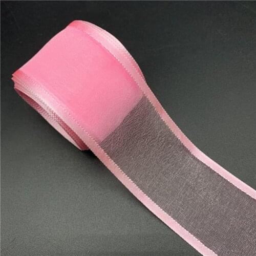 5Yards/Lot 20mm 25mm 38mm Pink Satin Edge Organza Ribbon Bow Hair Wedding Christmas Decoration Lace Crafts