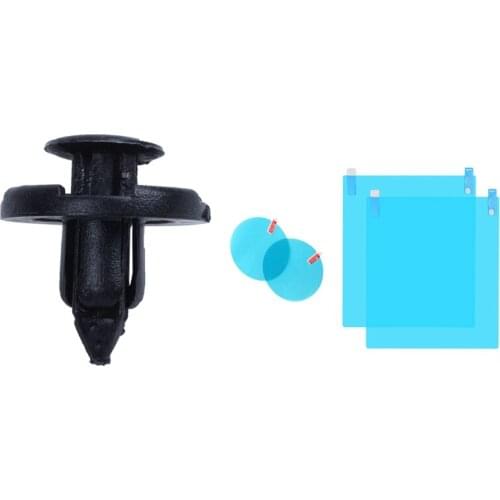 50Pcs Clip Fender Mudguard for Nissan Teana Tiida with 4Pcs Car Rearview Mirror Film (2 Round and 2 Rectangles)