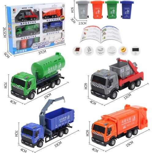 6Pcs Fire Truck with Firefighter Toy Set, Mini Die-cast Fire Engine Car in Carrier Truck, Mini Rescue Emergency Double Side Tran