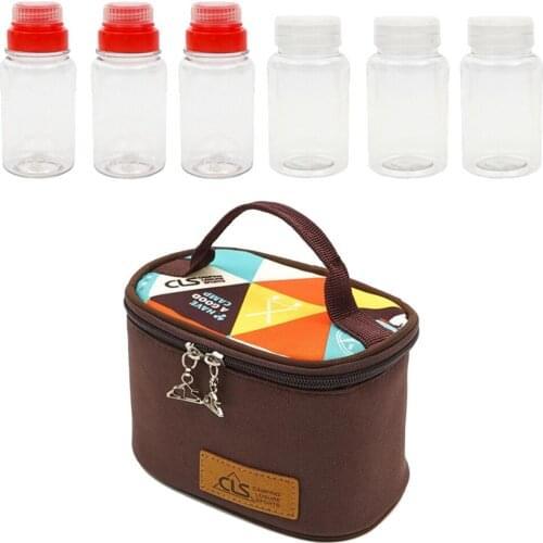 6 Pcs Outdoor Camping BBQ Grilling Spice Salt Pepper Condiment Jars Bottle