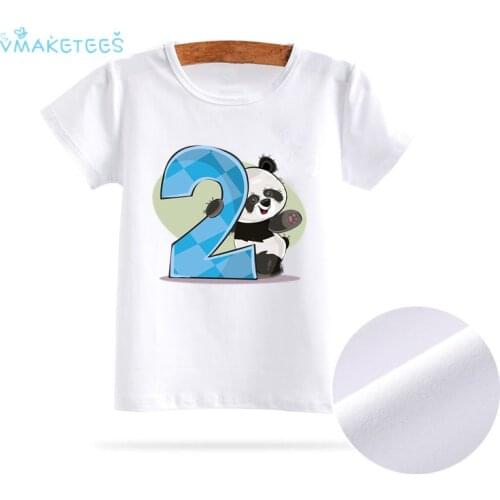 Kid Cute Panda Birthday Number Bow 1-9 T shirt Children short sleeve Clothing Funny cartoon Party Top Animal tshirt,ooo3085