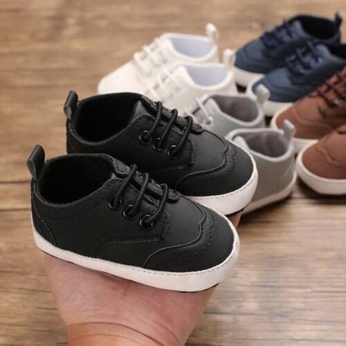Newborn Baby Boy Girl Soft Sole Leather Crib Shoes Solid Causal Hook 0-18M Kids Shoes