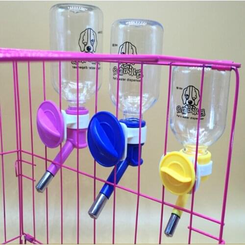 Pets Water Bottle Holder Dispenser Hanging Pet Cat Dog Bowl Auto Drinking Head Pipe Fountains Water Feeder Pet Hanging Waterer