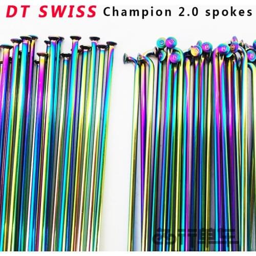 DT Swiss Champion 2.0 round spokes J-shaped curved/straight-pull bicycle spokes colorful colorful bicycle spokes with copper cap