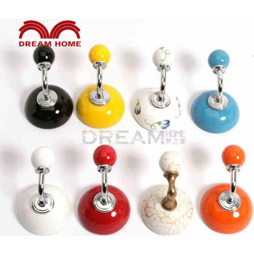 Ceramic round candy color coat hook modren style kitchen bathroom bedroom closet hanging hook fashion creative