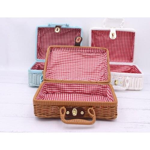 Handmade Rattan Storage Box With Lid Hand-woven Jewelry Box Wicker Makeup Organizer Food Container Storage Boxes Bins