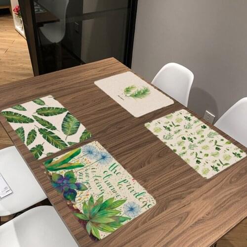 42*32cm Creative Green Plant Printed Table Napkin For Wedding Set Bowl Dining Mats Kids Table Set Home Decoration Accessories