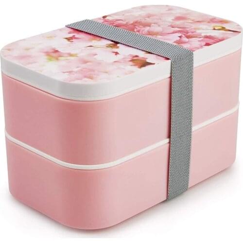 Lunch Box - All-In-One Leak Proof Stackable Container,Built-in Plastic Utensil Set and Nylon Sealing Strap