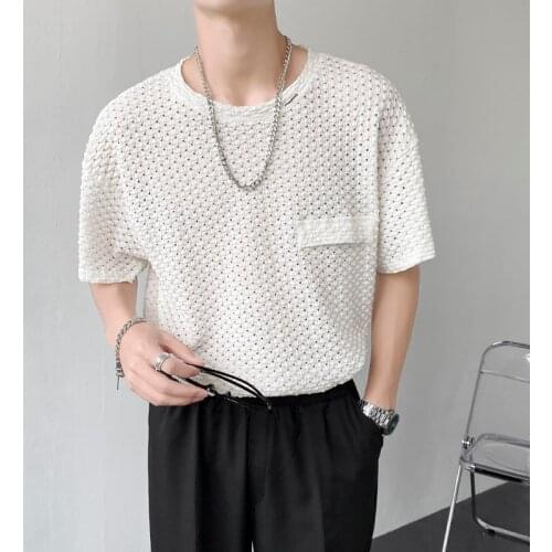 Summer Breathable T-shirt Mens Fashion Black And White Casual Tshirt Men Korean Loose Short-sleeved T Shirt Mens Tops M-3XL