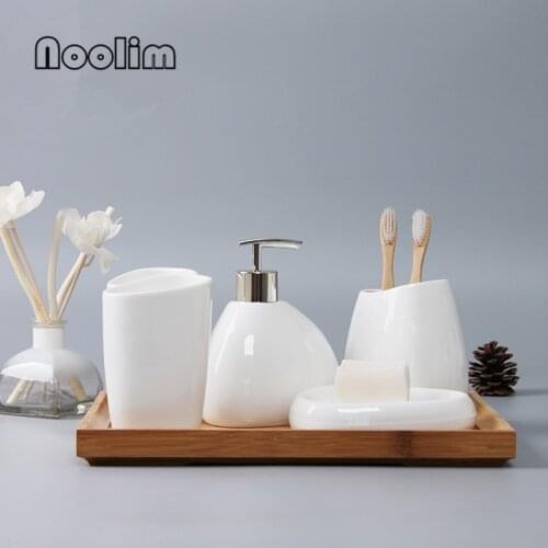 NooLim china Six-piece Set ceramics Bathroom Accessories Set Soap Dispenser/Toothbrush Holder/Tumbler/Soap Dish Bathroom Product
