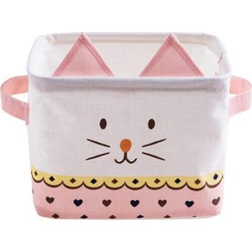 Desktop Storage Basket Cat Shape Waterproof Organizer Canvas Fabric Toy Cosmetic Jewelry Sundries Office Storage Box