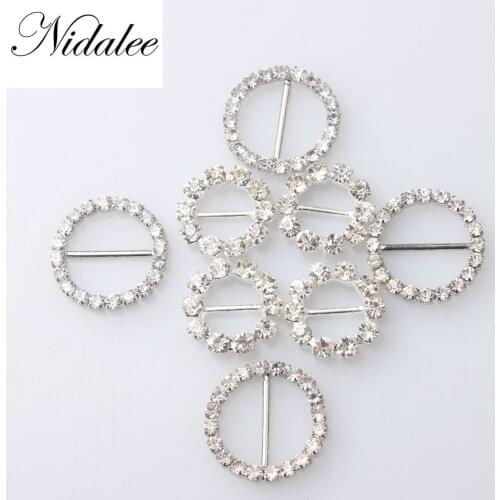 Nidalee DIY Rhinestone Diamante Ribbon Slider Buckle Hook Accessories Swimsuit Bikini Set Embellishments Belt Metal Button 10pcs