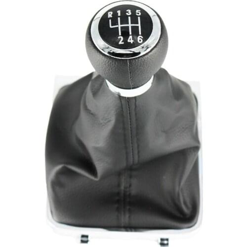 New For VW Passat B6 CC 3C R36 TDI TFSI TSI (2006-2011) 6 Speed Car Gear Stick Shift Knob Real PU Leather With Chrome
