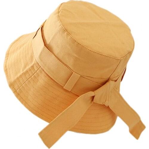 Women Cotton Bucket Hats Women Bow Tie Design Sunscreen Panama Hat Men Sunbonnet Fedoras Outdoor Fisherman Hat Beach Cap