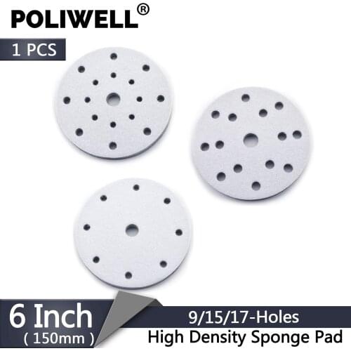 POLIWELL 1PC Multi-holes High Density Sponge Interface Pad for Hook and Loop Sanding Pad Dust-Free Buffing Pad Disc Cushion Pads