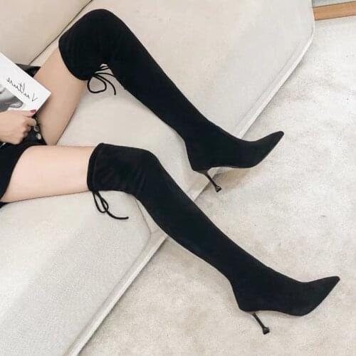 Over-the-knee Boots Womens Winter High-heeled Boots Children 2020 Autumn New Style Elastic Boots Long Boots Stiletto Fall