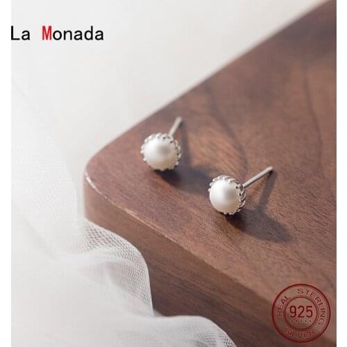 La Monada Synthetic Pearl Stud Earrings For Women Silver 925 Minimalist Fine Women Earrings In Jewelry Stud Earrings 925 Silver