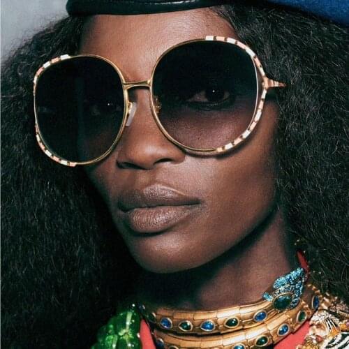 Chic Stripe Print Leg Alloy Round Sunglasses For Women 2020 New Fashion Luxury Brand Rimless Sun Glasses Female Elegant Shades