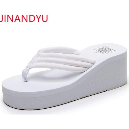 Platform Flip Flops Wedges Slippers Women Summer Beach Shoes Pink Black White Heels Casuales Korean Fashion Shoes Women Slippers