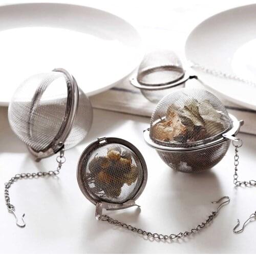 Stainless Steel Tea Strainer Ball Colander Tea Infuser Mesh Filter With Rope Chain Kitchen Cooking Tools 2 Size