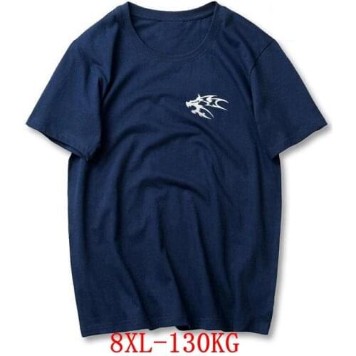 Large size womens T-shirt plus size 5XL 6XL 7XL 8XL summer short sleeve round neck wolf head loose cotton black big T-shirt