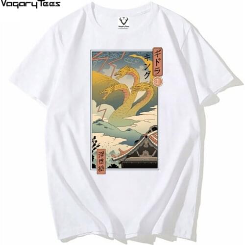 Japan Painting Style Evil Monster dragon Ukiyo print Tee Shirt Top Harajuku Manga Men Hip Hop unisex streetwear T Shirt