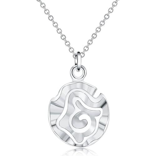 925 Sterling Silver Necklace Rose Flower Pendant Silver Necklace For Woman Jewelry Gift