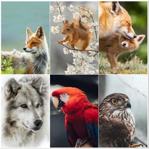 Animal Fox Wolf DIY Diamond Painting Home Decoration Squirrel Mosaic Sticker Diamond Embroidery Handmade Gift Wall Art Picture