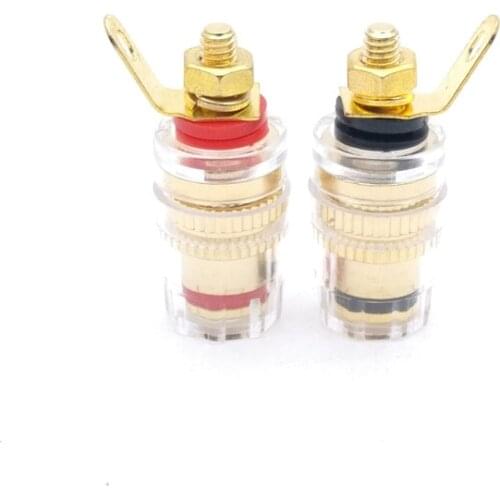 2pcs Amplifier Speaker Terminal Binding Post 4MM Banana Plug Jack for 32mm Speaker Amplifier Cable Terminals Copper