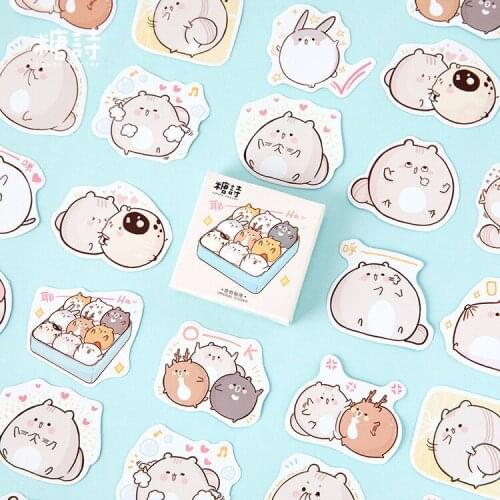 45Pcs/box Little Fat Mouse Stickers Cute Stickers Diary Decoration DIY Stationery Stickers