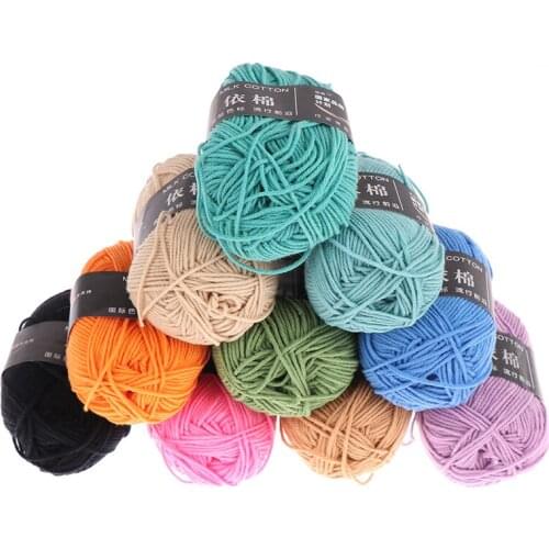 50g 4Strand Milk Cotton Yarn Soft Warm Wool For Knitted Baby Sweater Doll Scarf the main of Materia is Long Staple Cotton