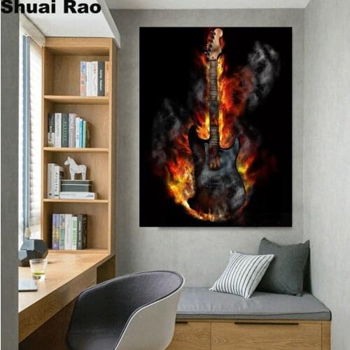 5D DIY Diamond Painting Blue guitar art 3D Full Square/Round Drill diamond Embroidery Cross Stitch Mosaic Kits music painting