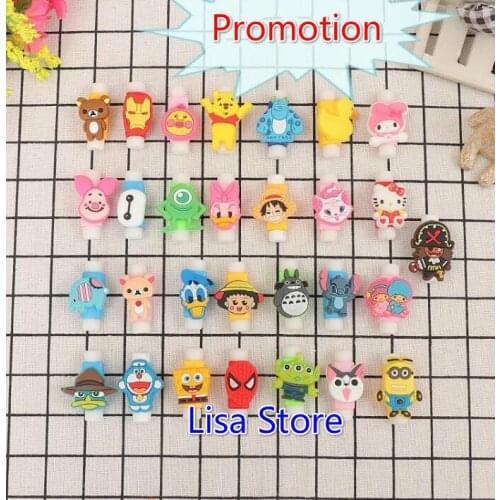 Promotion 5! Free EMS DHL 500pcs 3D Cartoon USB Charger Cable Earphone Cable Protector For iPhone Samsung Cell Phone