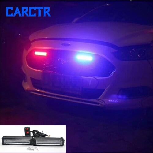 CARCTR Car Strobe Warning Light Middle Grille Light High Brightness Daytime Running Light 18W Red Blue Yellow White Bar Lights