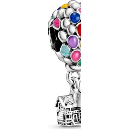 Authentic 925 Sterling Silver Bead U House & Balloons Charm Fit Fashion Women Pandora Bracelet Bangle Gift DIY Jewelry