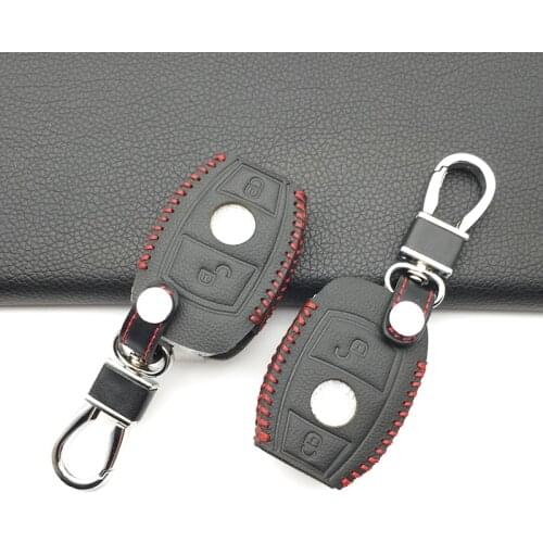 High Quality Car 100% Genuine Leather Key Cover Set Fit Case For Mercedes Benz A180 A200 A260 A AMG Cla Class 2 Buttons remote