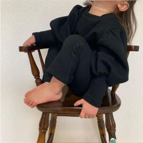 2021 South Korean girl leg sleeve T-shirt top and stretch flared pants two-piece set kids clothes girls