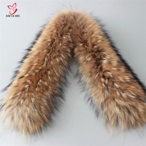 Hot Sale Real Raccoon Fur Collar Womens 100% Natural Fur Gray Collar Real Fur Shawl 70cm Raccoonn Collar Fur Scraves L#43