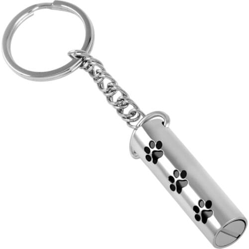 IJD8473 Cremation Key Chain Wholesale & Retail,Stainless Steel Paw Print Cylinder Urn Pendant Pet Ashes Holder Keepsake Keyring
