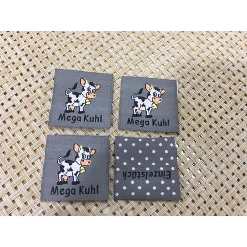 Center fold woven label / main label/ clothing tags /garment label /customized cute pattern labels