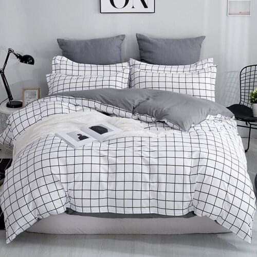 Classic Black-White Plaid Bedding Set Duvet Cover Set Pillowcase Home Textiles 2/3pcs Bed Linen King Queen Size Dropship