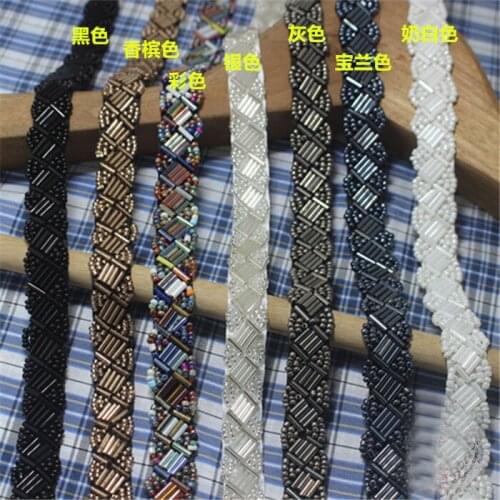 1YD Luxury oblique tube bead black/white/colorful/champagne bead lace handmade clothing collar flower cuffs accessories A1178