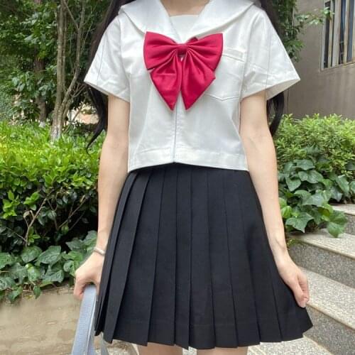 Summer Jk Uniform Short Sleeve College Style Basic Japanese School Uniform Suit White Jk Shirt Pleated Skirt School Girl Outfit
