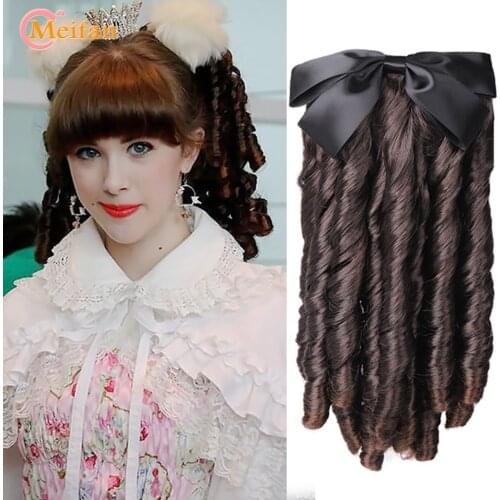 MEIFAN Synthetic Retro Ponytail with Comb Europen Princess Curly Puff Ponytail Clip in Hair Tail Natural False Hair Extension