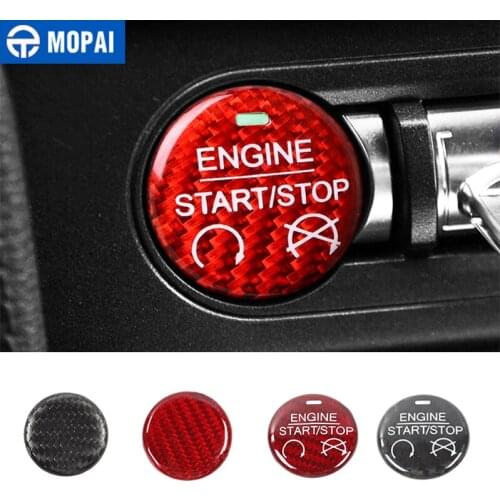 MOPAI Carbon Fiber Stickers for Mustang 2015+ Car Engine Start Stop Button Decoration Cover for Ford Mustang 2015+ Accessorie