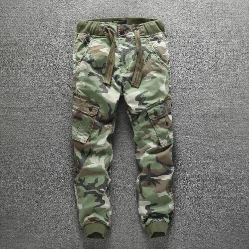 Casual Pants Mens Spring and Autumn Camouflage Pants Casual Slim Feet Mens 100%Cotton Sweatpants Boys Casual Cargo Trousers
